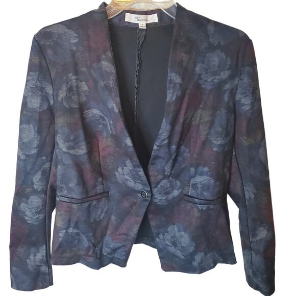 89th + Madison Black Subtle Brocade-Lite Floral Blazer Jacket, Medium - Picture 1 of 6